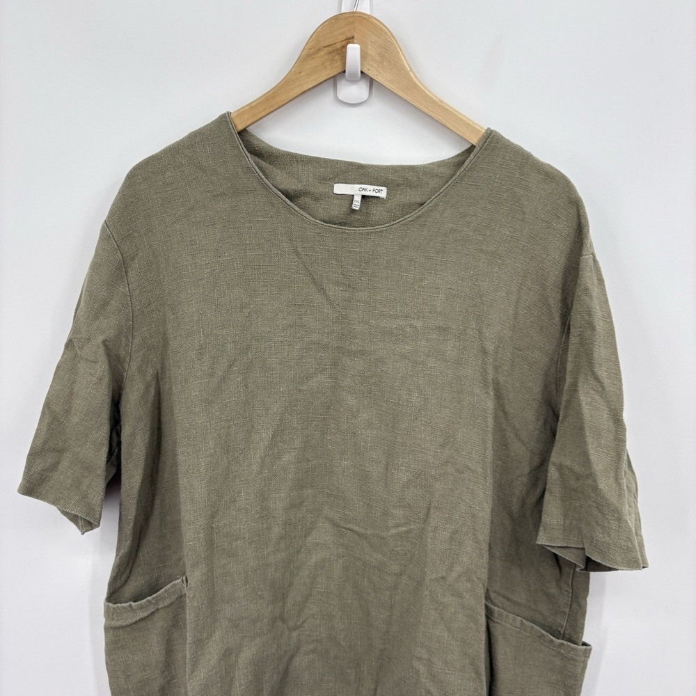 Oak Fort Linen Kaftan Dress Women One Size Lagenlook Oversized Scandi Minimalist - Picture 6 of 9